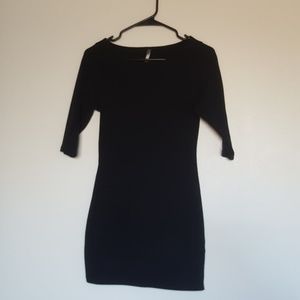Tight Black Cocktail Dress - 3/4 Sleeve